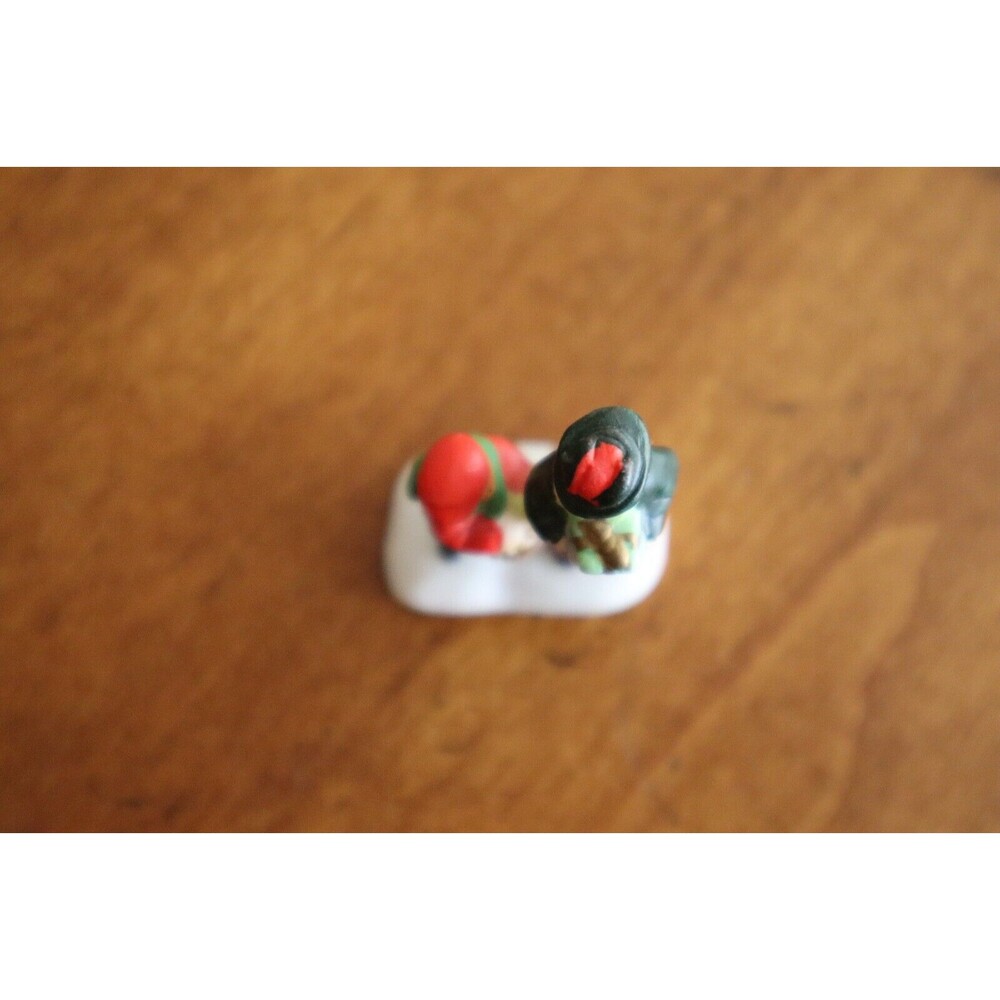 Christmas Village Figurine Child Boy Mother Nanny Woman Present Bread Basket 2" - Picture 6 of 8